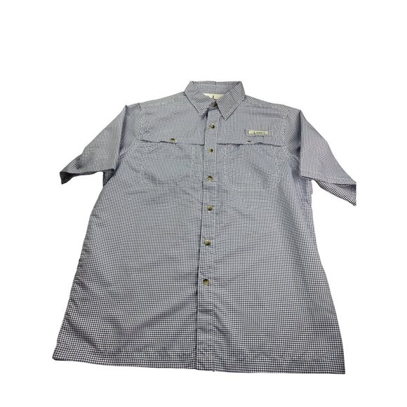 Habit Mens Short Sleeve Gingham Check Fishing Shirt Size M Button Front Polyeste - Picture 1 of 7